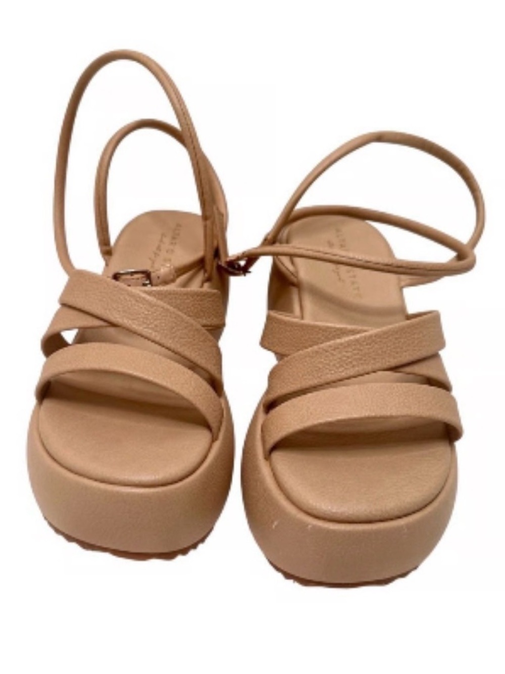 Altar’d State Women’s Nude Platform Ankle Wrap Sandals Size 6 Graduation Summer